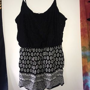 Black and white lace romper